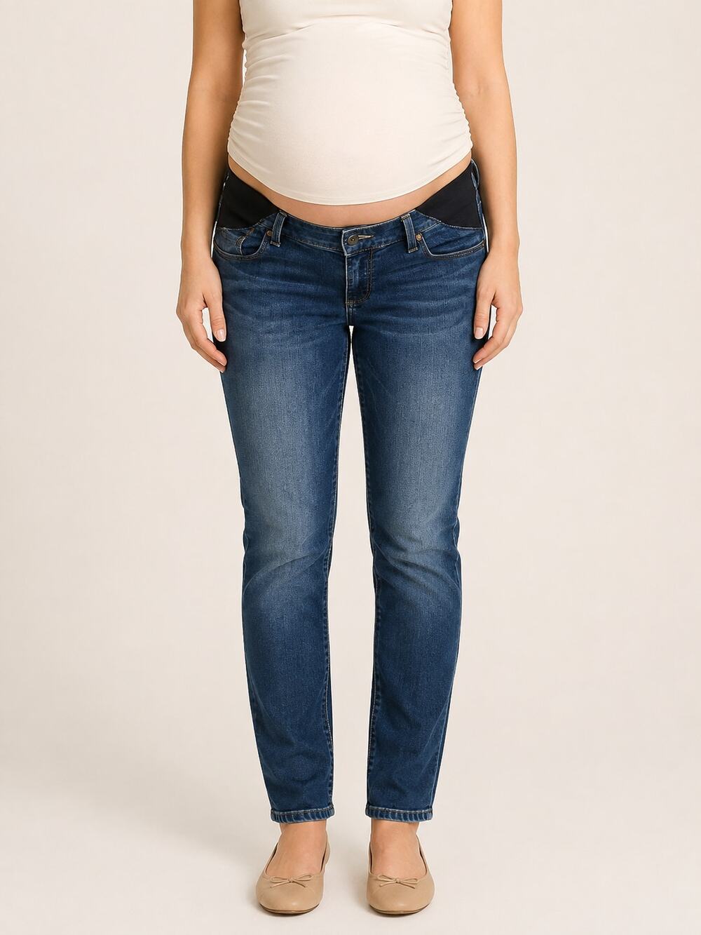 PAIGE Skyline Skinny Maternity Jeans Women’s 31 Side Panel Dark Wash USA